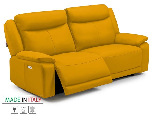 Zltahala.sk Kožená pohovka CONTINENTAL s elektrickou funkciou relax 3P, elektrické, žltá (giallo 320)