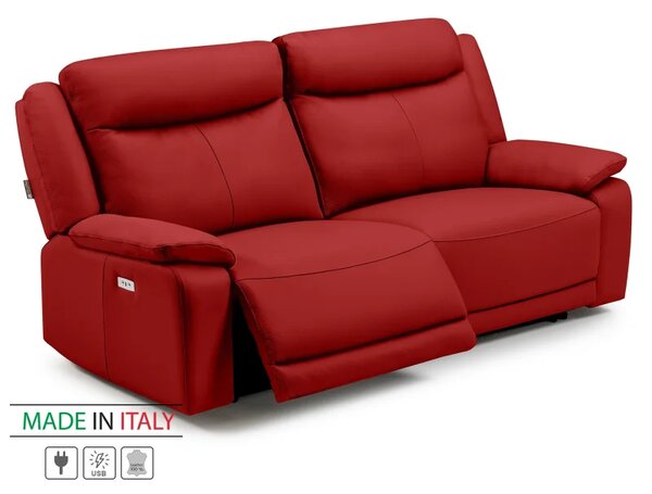 Zltahala.sk Kožená pohovka CONTINENTAL s elektrickou funkciou relax 3P, elektrické, červená (rosso 304)