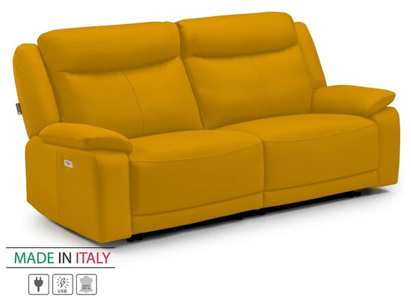Zltahala.sk Kožená pohovka CONTINENTAL s elektrickou funkciou relax 3P, elektrické, žltá (giallo 320)