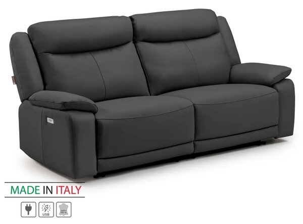 Zltahala.sk Kožená pohovka CONTINENTAL s elektrickou funkciou relax 3P, elektrické, čierna (nero 308)