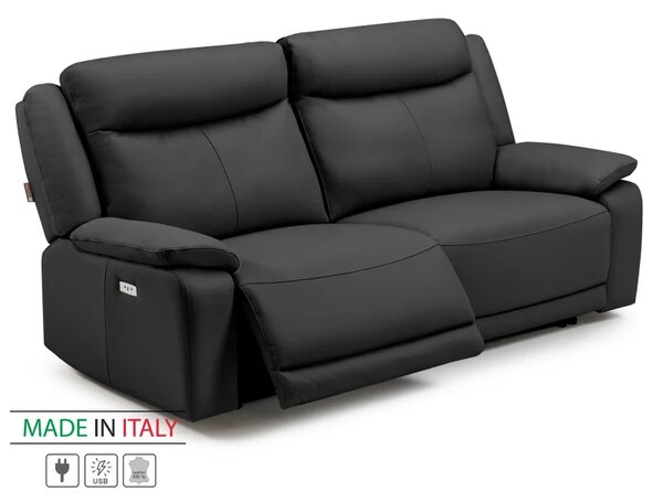 Zltahala.sk Kožená pohovka CONTINENTAL s elektrickou funkciou relax 3P, elektrické, čierna (nero 308)