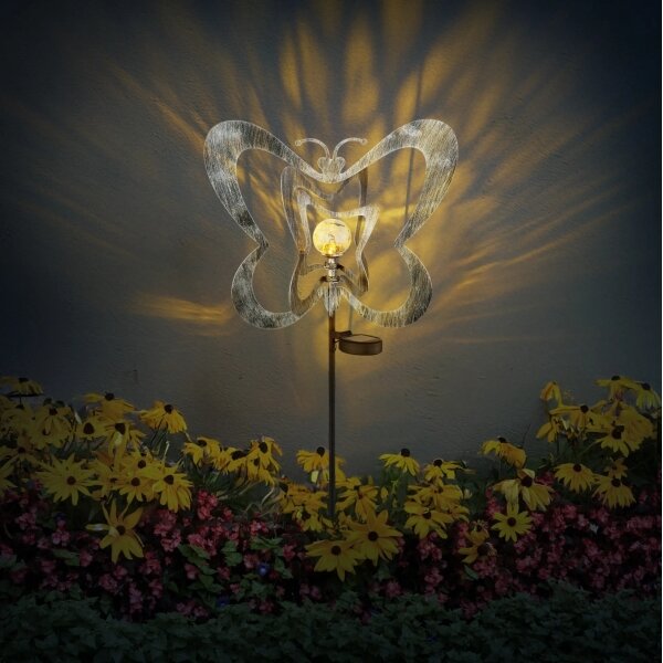 Globo 36581 - LED solárne svietidlo LED/0,06W/3V IP44 strieborný motýľ