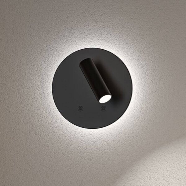 Paulmann LED nástenný reflektor s akumulátorom Kiora, čierny, výška 20 cm, stmievač, Čierna, Obývacia izba / jedáleň, kov, Moderný, Nástenné bodové svietidlo