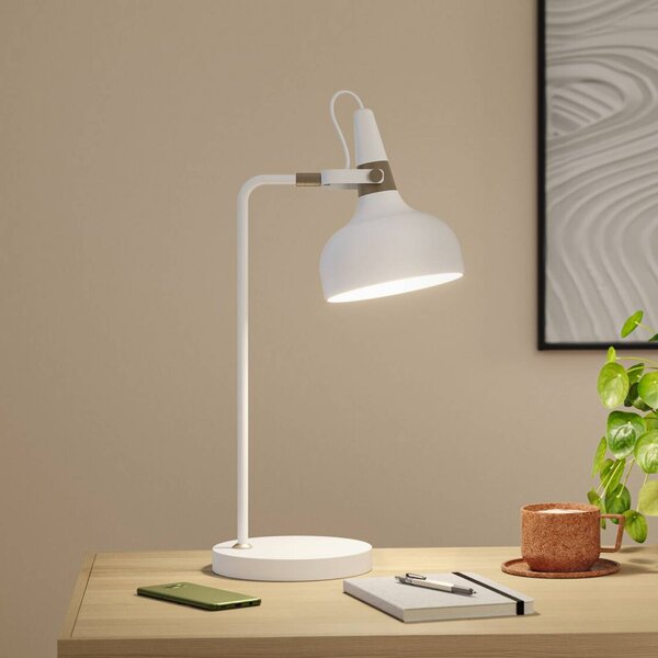 Paulmann Stolová lampa Juna STYLE, biela, výška 51 cm, kovová, Biela / opálová, Obývacia izba / jedáleň, kov, Moderný, Stojacie svietidlo
