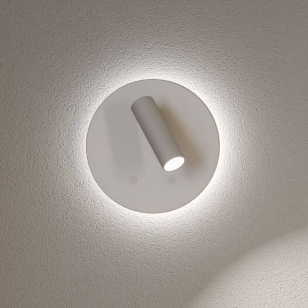 Paulmann LED nástenný reflektor s akumulátorom Kiora, biely, výška 20 cm, stmievač, Biela / opálová, Obývacia izba / jedáleň, kov, Moderný, Nástenné bodové svietidlo