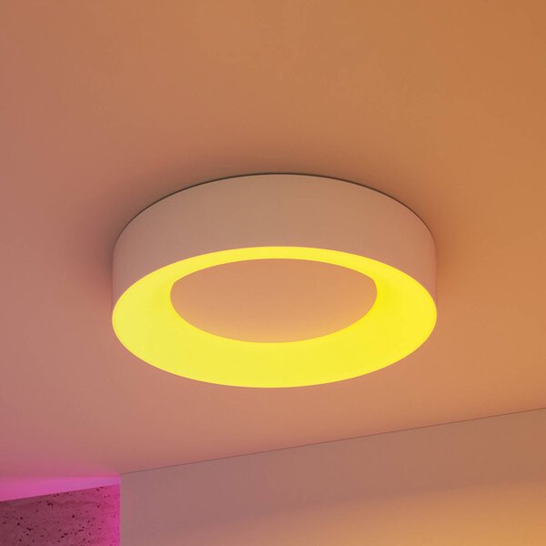 Paulmann Stropné LED svetlo Smart Casca, biele, Ø 40 cm, RGBW, IP44, Biela / opálová, Obývacia izba / jedáleň, kov, Moderný, Závesné svietidlo