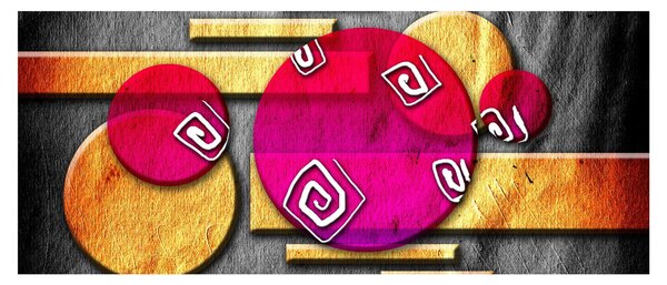 Abstraktný obraz s historickými symbolmi (120x50 cm)