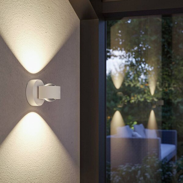 Paulmann LED vonkajšie nástenné svietidlo na batérie Zorik, biele, 10 cm, IP44, stmievač, Biela / opálová, Kúpeľňa, Plast, Moderný, Nástenné svietidlo