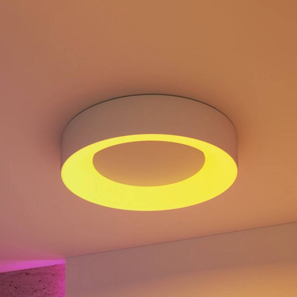Paulmann Stropné LED svetlo Smart Casca, hliník, Ø 40 cm, RGBW, IP44, Hliník / sivá / zinok, Obývacia izba / jedáleň, kov, Moderný, Závesné svietidlo