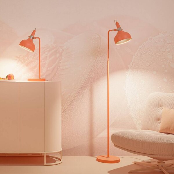 Paulmann Stojacia lampa Juna STYLE, broskyňová, výška 158 cm, kov, Žltá / oranžová, Obývacia izba / jedáleň, kov, Moderný, Stojaca lampa