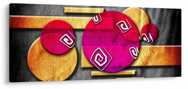Abstraktný obraz s historickými symbolmi (120x50 cm)