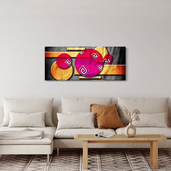 Abstraktný obraz s historickými symbolmi (120x50 cm)