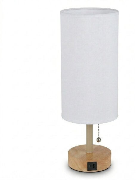 Brilagi - Stolná lampa s USB portom TABLON 1xE27/25W/230V dub/béžová/biela