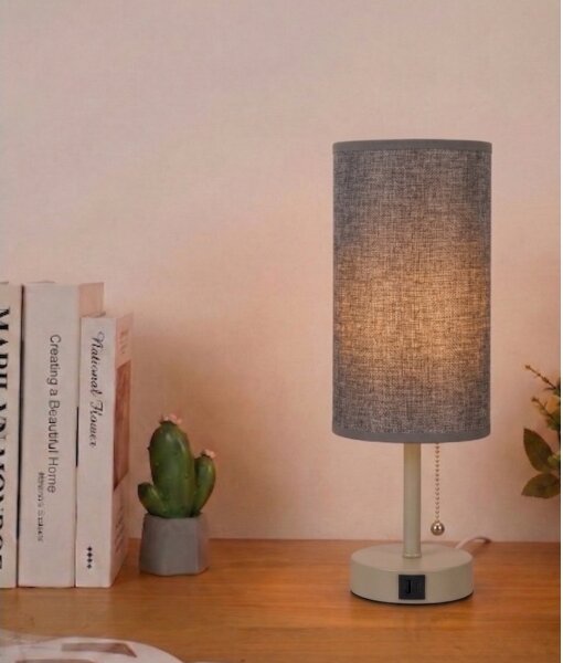 Brilagi - Stolová lampa s USB portom TABLON 1xE27/25W/230V béžová/sivá