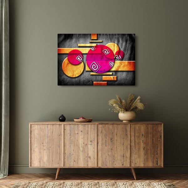 Abstraktný obraz s historickými symbolmi (90x60 cm)