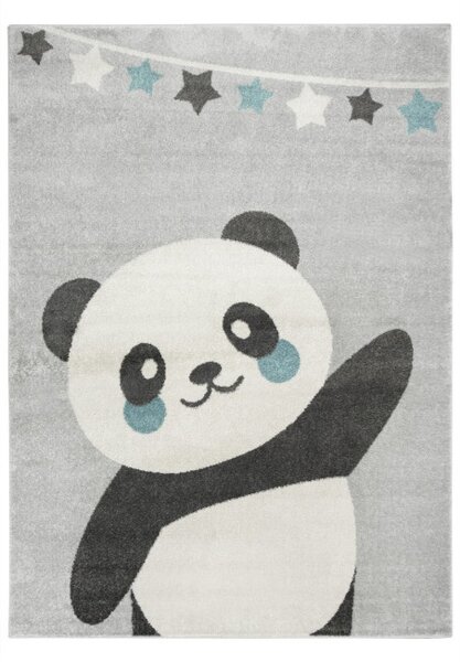 Detský koberec Emily Kids 5864A Panda sivý / tyrkysový