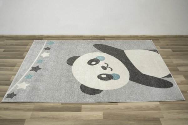 Detský koberec Emily Kids 5864A Panda sivý / tyrkysový