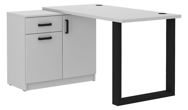 Rohový písací stôl LUGANO 138 cm s komodou Farba: Dub artisan + svetlo sivý korpus