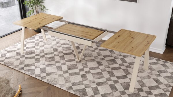 AVERY Dub Artisan/spodok béžový - LOFTOVÝ / PRIEMYSELNÝ STÔL DO OBÝVAČKY/ JEDÁLNE ROZKLADACÍ DO 290 cm!