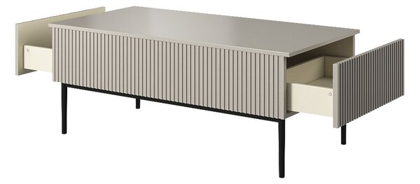 Kávový stolík Nicole 120 cm so zásuvkami - kasmír / čierne nohy
