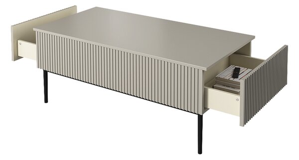 Kávový stolík Nicole 120 cm so zásuvkami - kasmír / čierne nohy