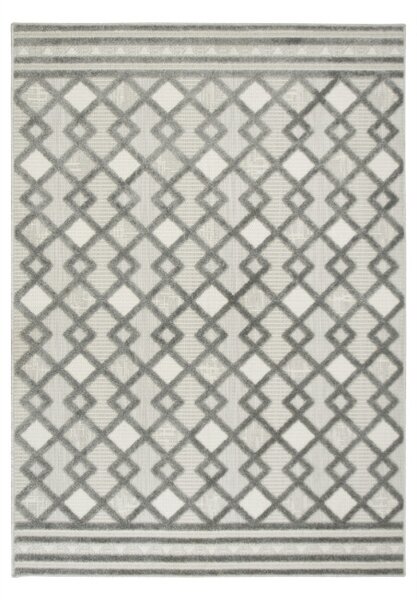 Šnúrkový koberec Stella D418A - Romby Aztec sivý / strieborný