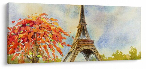 Maľovaný obraz Eiffelovej veže (120x50 cm)