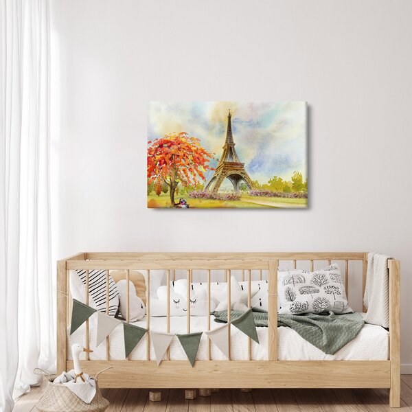 Maľovaný obraz Eiffelovej veže (90x60 cm)