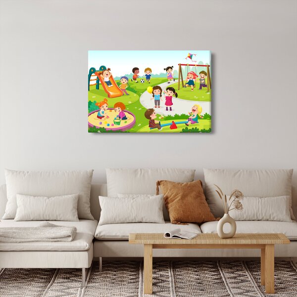 Obraz detských radovánok na pieskovisku (90x60 cm)