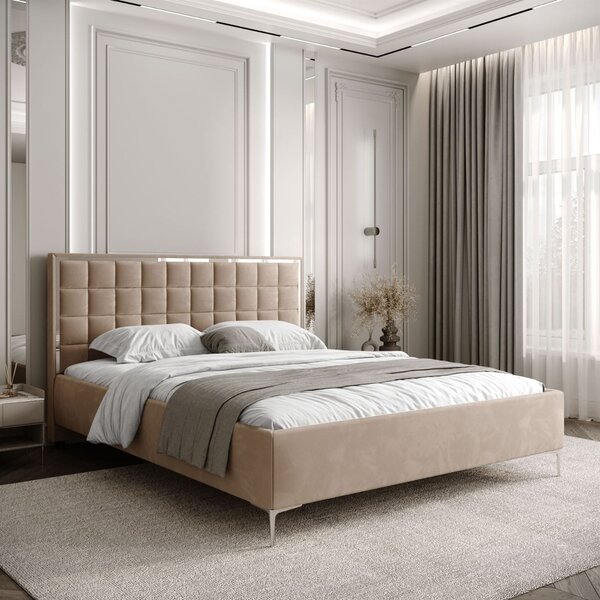 ČALÚNENÁ POSTEĽ NOEMI SILVER 140x200 S ROŠTOM ROYAL VELVET 170