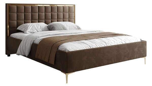 ČALÚNENÁ POSTEĽ NOEMI GOLD 140x200 S ROŠTOM ROYAL VELVET 196