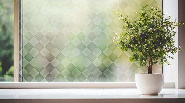 Průsvitná fólie na okno Čtverce - šíře 60 cm