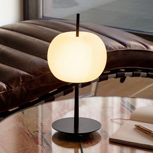Stolová LED lampa kdln KUSHI, čierna, výška 32 cm, stmievač, Čierna, Obývacia izba / jedáleň, Sklo, Dizajn