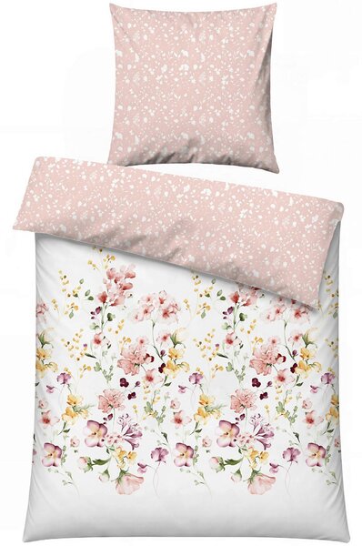 POSTEĽNÁ BIELIZEŇ, biela, lososová, 155/220 cm - Online Only bytové doplnky, Online Only