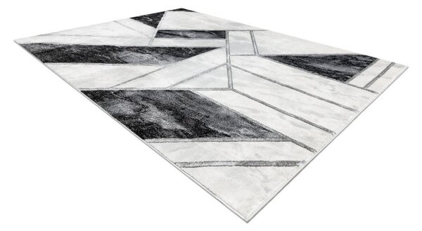 Koberec EMERALD exkluzívny 81953 glamour, styl marmur, geometrický čierny / strieborný
