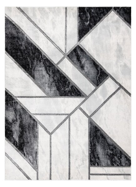 Koberec EMERALD exkluzívny 81953 glamour, styl marmur, geometrický čierny / strieborný
