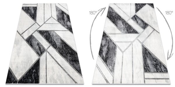 Koberec EMERALD exkluzívny 81953 glamour, styl marmur, geometrický čierny / strieborný