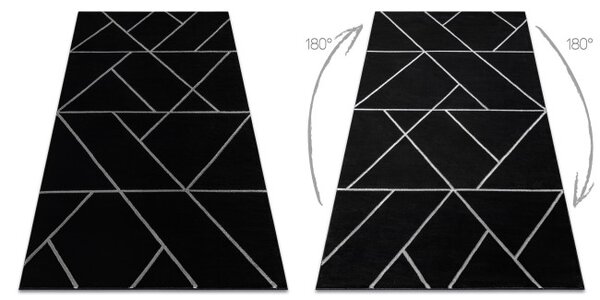Koberec EMERALD exkluzívny 7543 glamour, styl geometrický čierny / strieborný