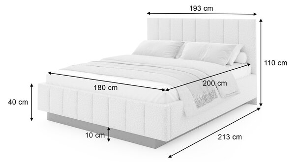 Čalúnená posteľ s úložným priestorom Levito 180x200 - béžová