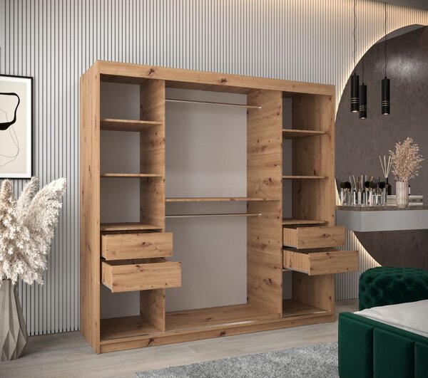 Skriňa s posuvnými dverami v šírke 200 cm TIMEA - dub artisan