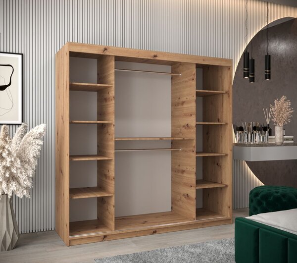 Skriňa s posuvnými dverami v šírke 200 cm TIMEA - dub artisan