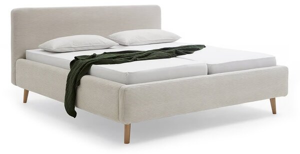 MUZZA Čalúnená posteľ taupe s úložným priestorom 140 x 200 cm menčester piesková