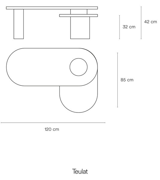 Modrý/v prírodnej farbe konferenčný stolík v dekore jaseňa 50x120 cm Nori – Teulat