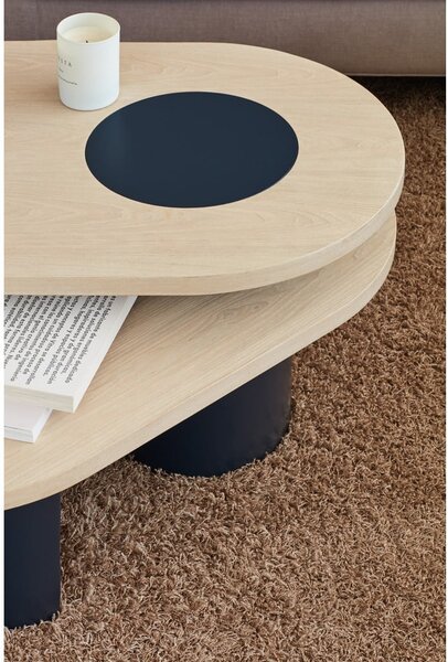 Modrý/v prírodnej farbe konferenčný stolík v dekore jaseňa 50x120 cm Nori – Teulat