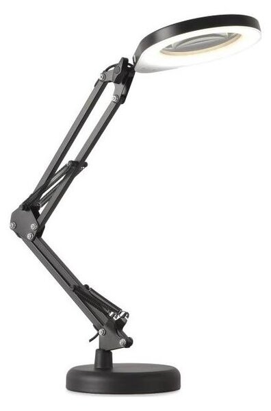 LED Stm. stolná lampa s lupou 2v1 AURIQ LOUPE LED/10W/5V 3000/4000/6500K čierna