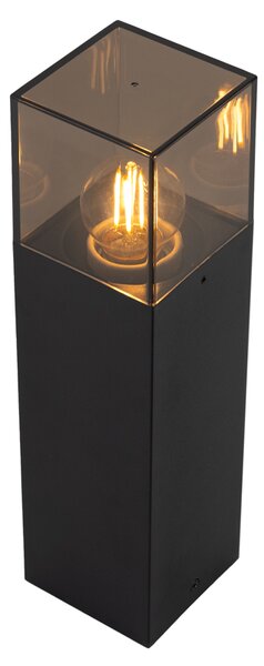 Stojaca vonkajšia lampa čierna s dymovým tienidlom 30 cm - Dánsko