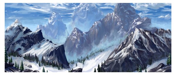 Obraz - Maľované hory (120x50 cm)