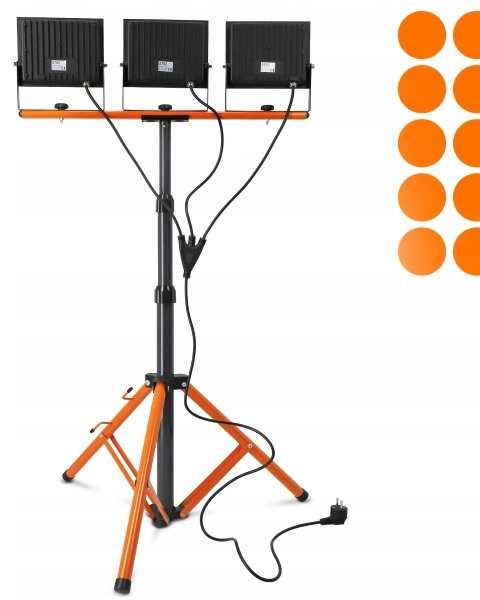 LED reflektor so stojanom 3xLED/100W/230V 4500K IP65 čierna/oranžová