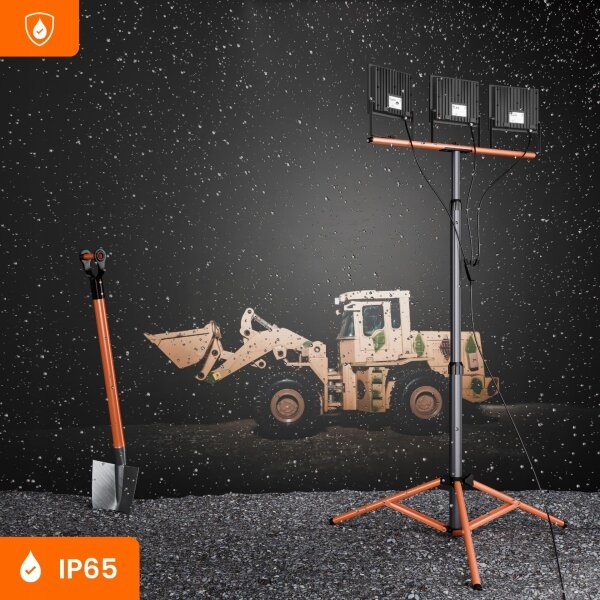 LED reflektor so stojanom 3xLED/100W/230V 4500K IP65 čierna/oranžová