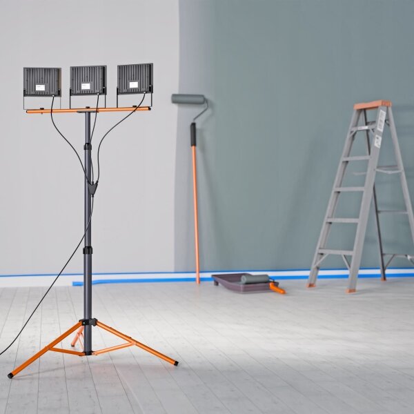 LED reflektor so stojanom 3xLED/100W/230V 4500K IP65 čierna/oranžová